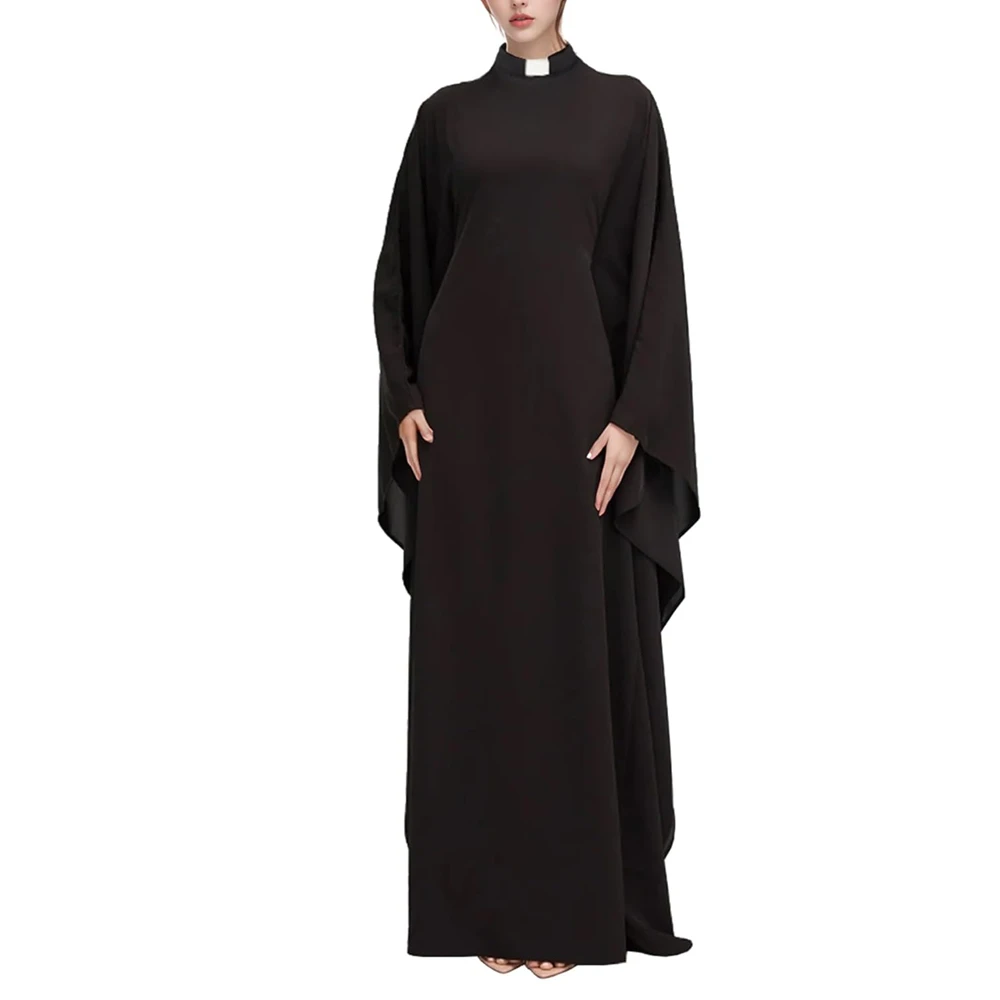 Women Church Dress with Tab Collar Priest Pastor Robes Choir Minister Clergy Pulpit Liturgical Costume Outfit