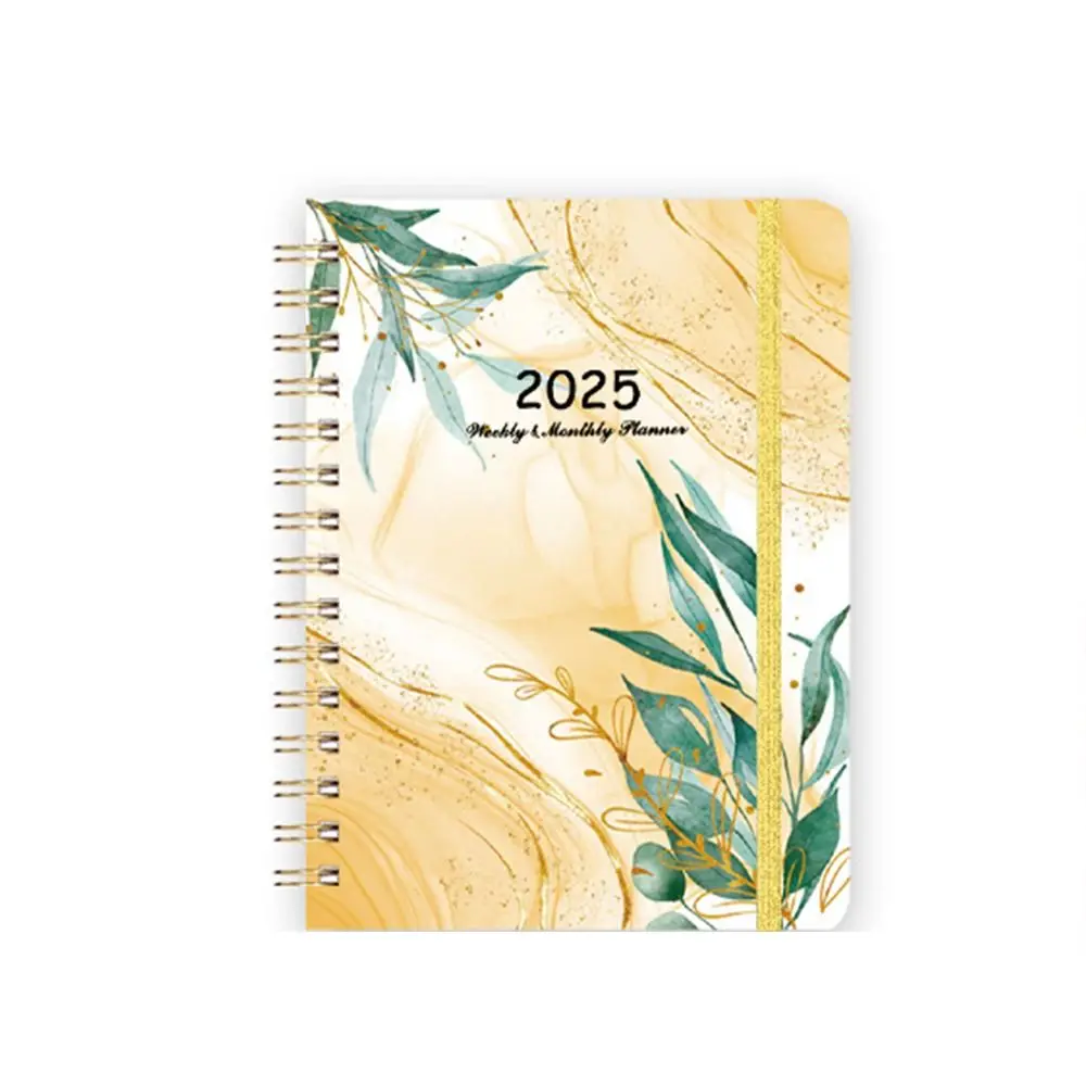

365-Day 2025 English Agenda Book Weekly Plan Monthly Flowers Diary Notebook To Do List Loose-leaf Coil A5 Schedule Planner