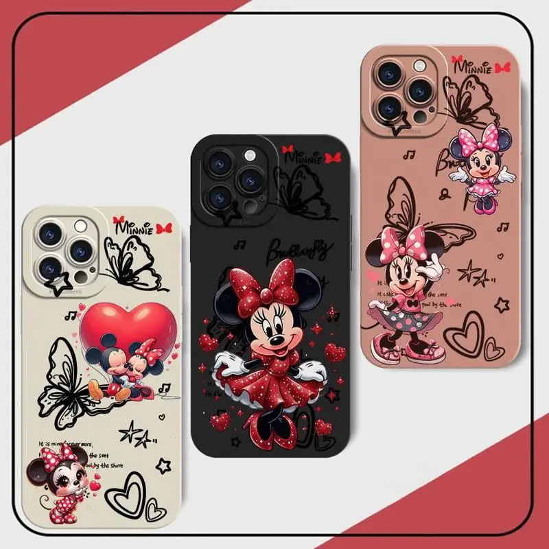 Luxuly Mickey Minnie Mouse Phone Case for iPhone 15 14 11 Pro Max 13 12 Mini XR X SE 7 8 6 6S Plus Soft Silicone Frame Funda