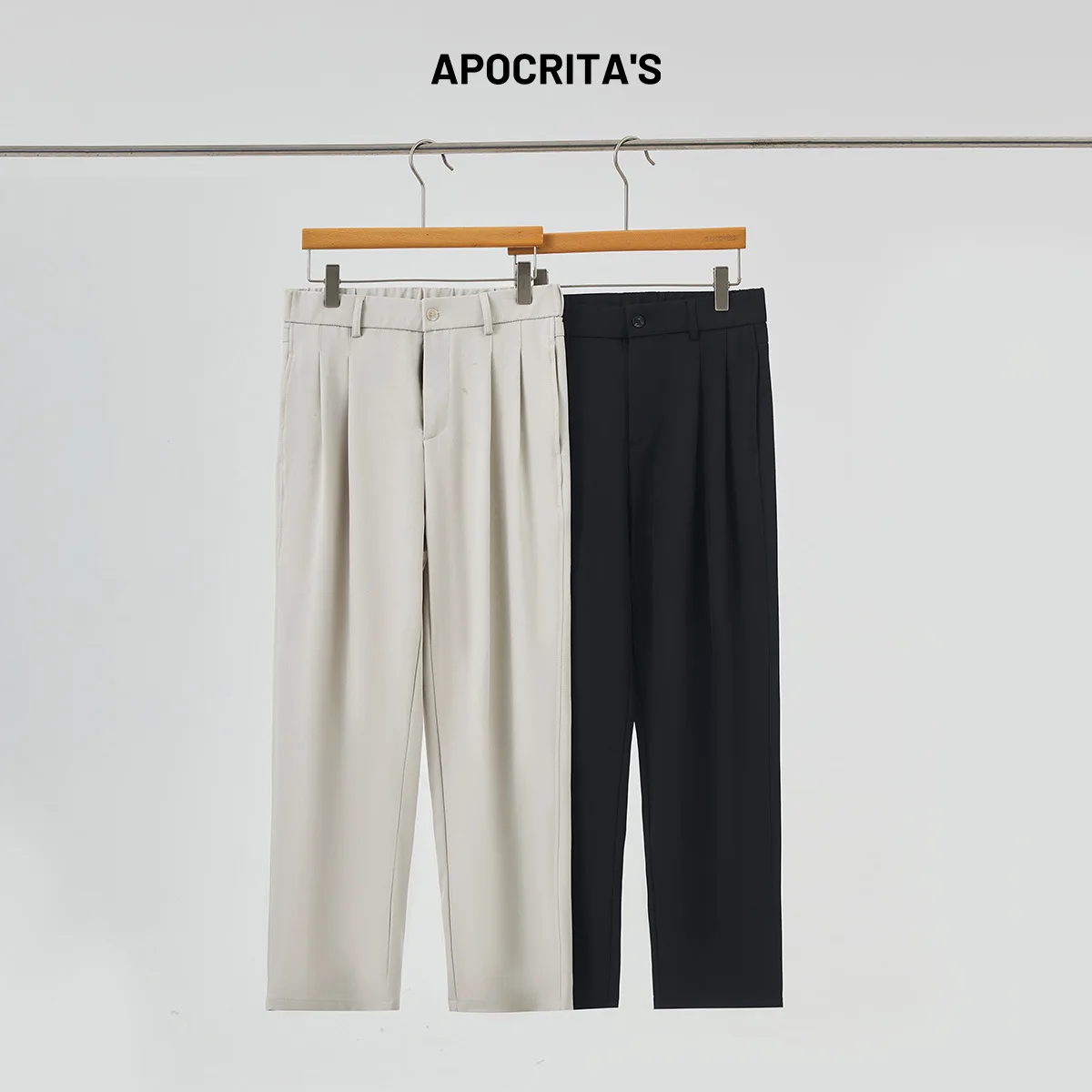 

Мужские деловые повседневные брюки: тонкие, свободные, прямого кроя, летние, новый стиль, из прочного полиэстера, средняя посадка, цвет хаки