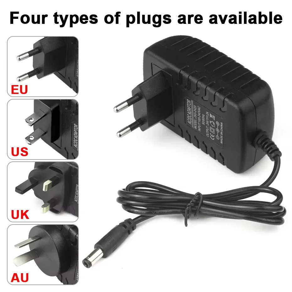

DC12V DC24V EU US UK AU Plug Converter Power Adapter 5.5*2.5-2.1mm 1A 2A 3A 5A 6A 8A 10A Power Supply For LED Neon Strip Light