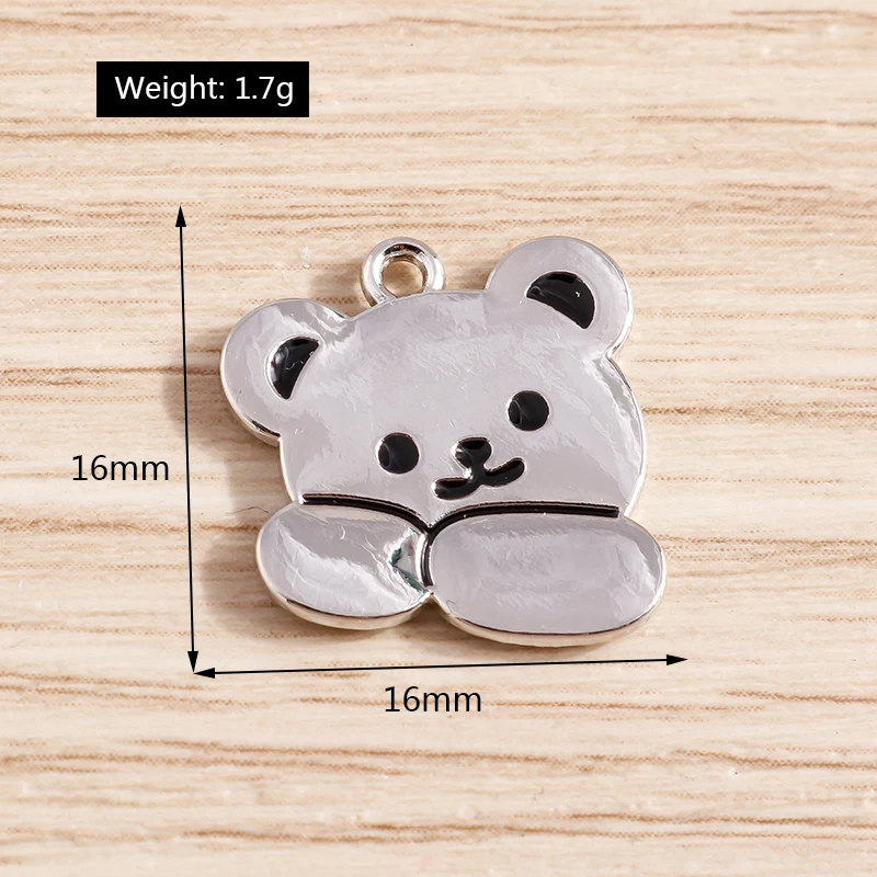 Tusember 5 Stück 16*16mm Legierung Zierliche Bären-Anhänger Charms für Schmuckherstellung DIY Halskette Ohrringe Armband Handgemachte Accessoires – Detail 1