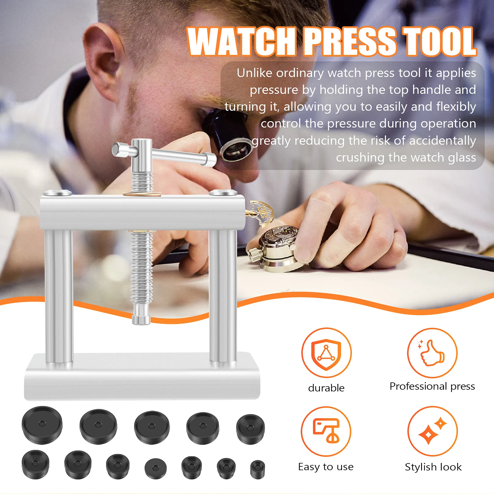 ELBA_Watch Press Tool, Watch Back Case Closer, Watch Repair, Battery Replacement Tool