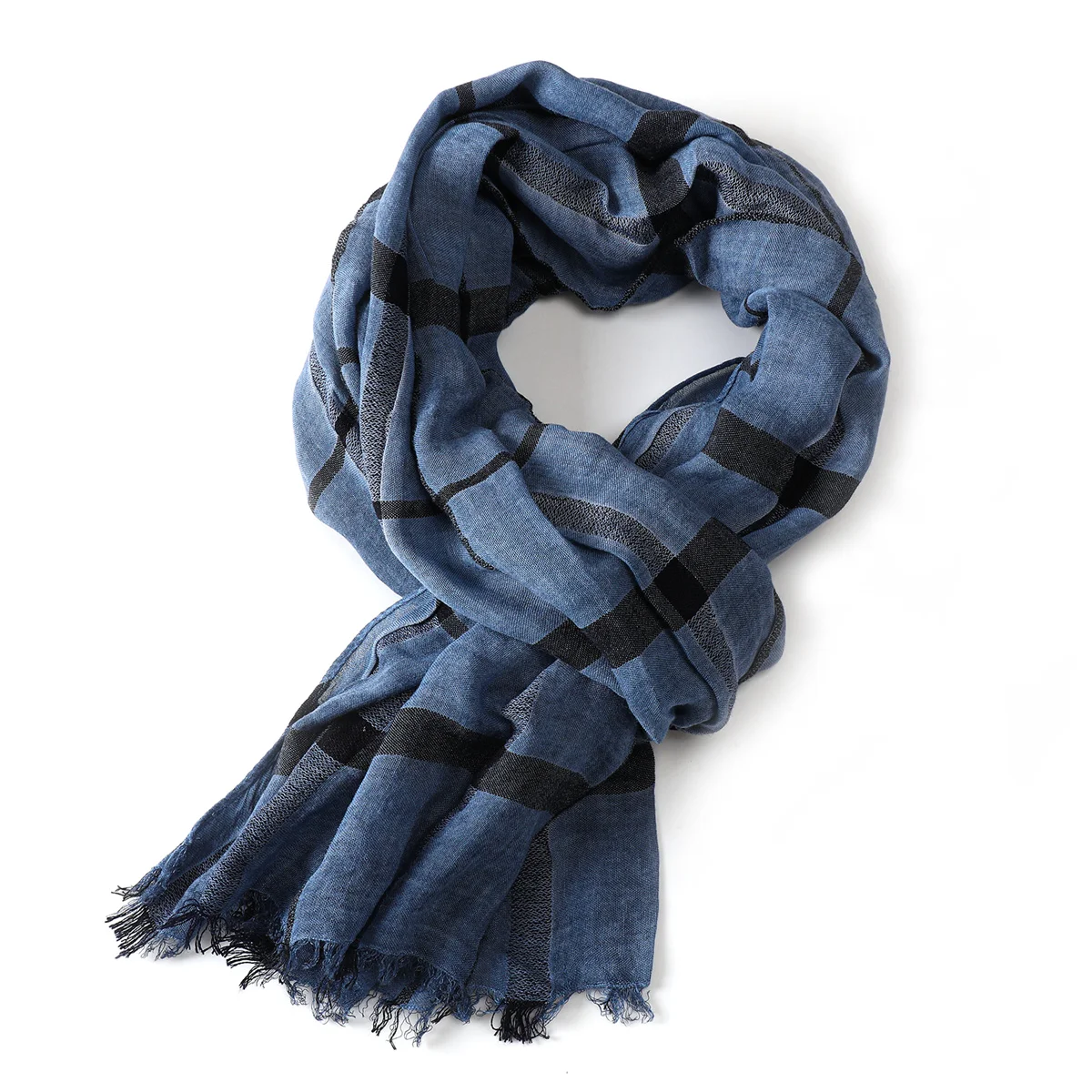 Mode Plaid Baumwolle Leinen Männer Schals Herbst Winter Warme männer Schal Kurze Quaste Bufanda Männlichen Zubehör Pashmina Schal – Detail 3