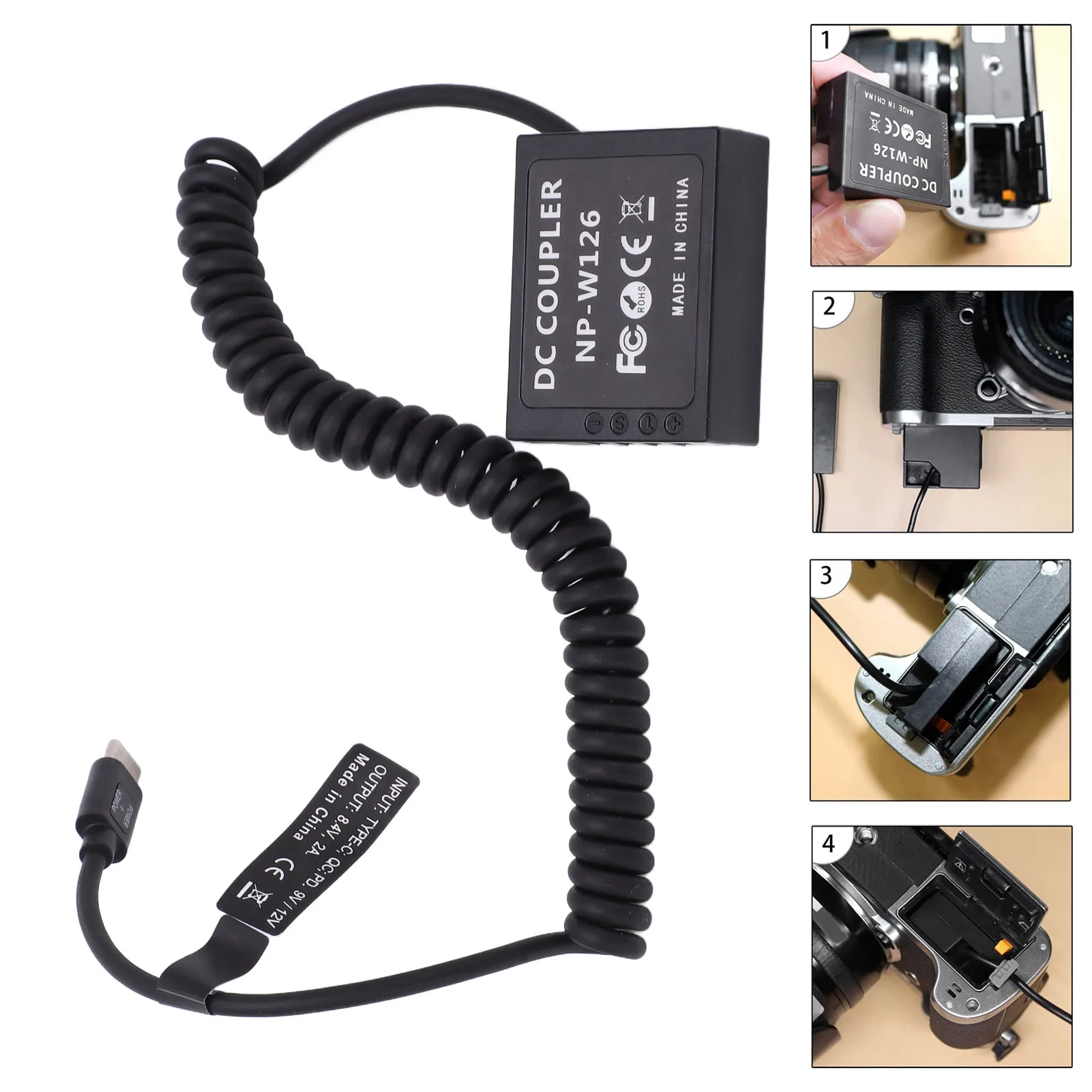Dummy Battery Type‑C Port NP‑W126 NP‑W126 Fully Decoded Dummy Battery for Fuji XT1/XT2/XT3 Camera Series NP‑W126 Battery