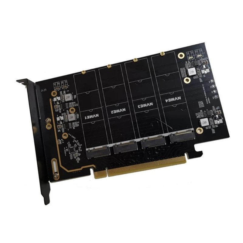 

PCI Express 4.0 x16 to 4 Port M.2 NVME SSD Adapter Raid Card VROC Riser Card Support 2230 2242 2260 2280 M.2 NVME SSD