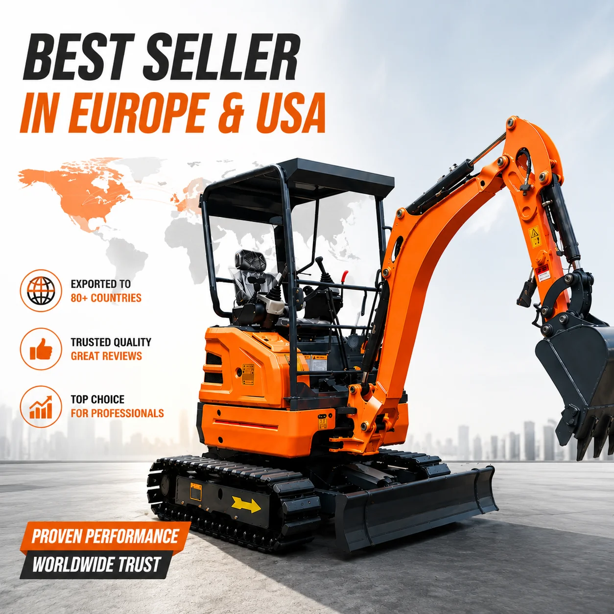 2 Ton Crawler Excavator EURO5 EPA4 Hydraulic Digger With Optional Rubber Steel Track Cabin AC For Construction Digging