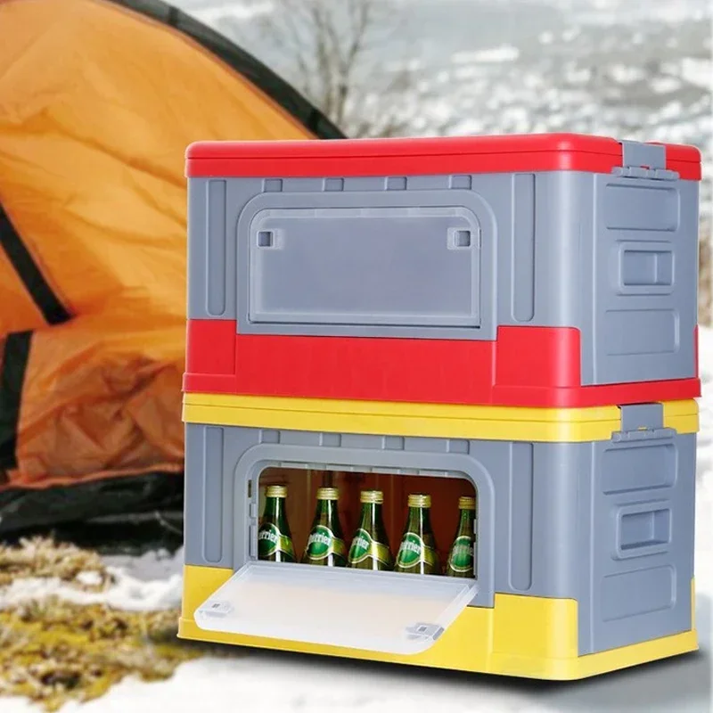 1PC Outdoor Camping Storage Box Multi Functional Folding Box Camping Car Trunk Changing Table Picnic Storage Box 60cm