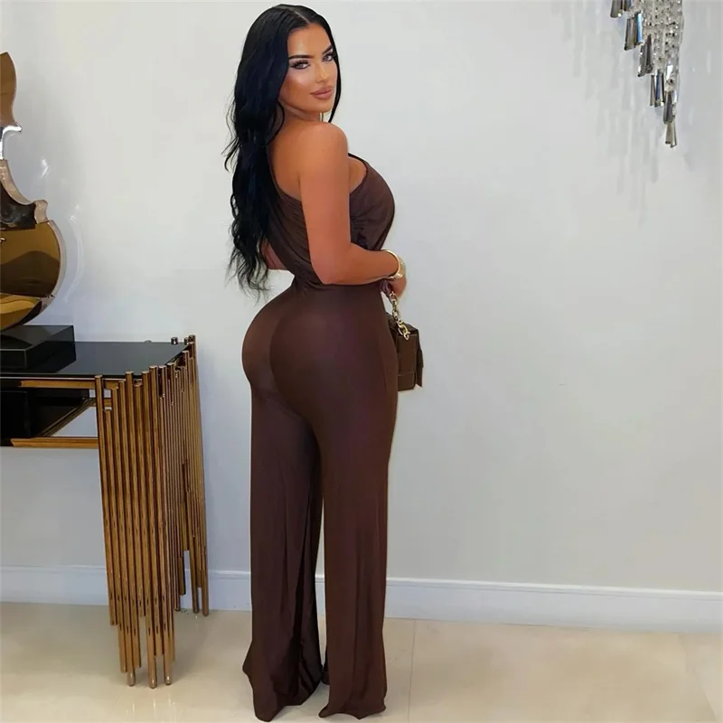 Doyerl حلقة معدنية واحدة الكتف رومبير امرأة حللا أنيقة بلا أكمام عالية الخصر نادي حفلة قطعة واحدة بذلة Combinaison