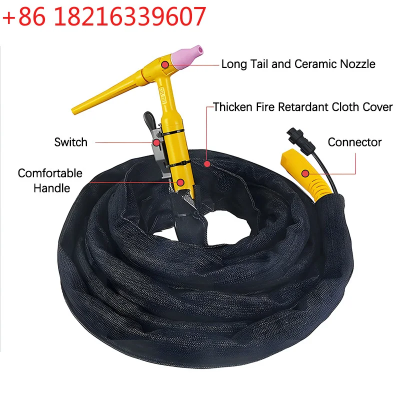 5-15Meters 150A TIG Welding Gun For WS/TIG-200 250 Argon Arc Welding Machine Air-Cooled Anti-scalding Thick Wire TIG Accessories