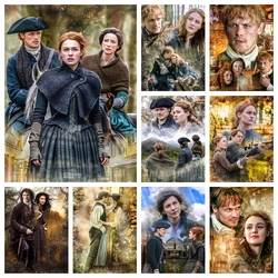 DIY outlanderアメリカの冒険テレビシリーズダイヤモンド絵画クラシック映画壁アートクロスステッチモザイク画像家の装飾