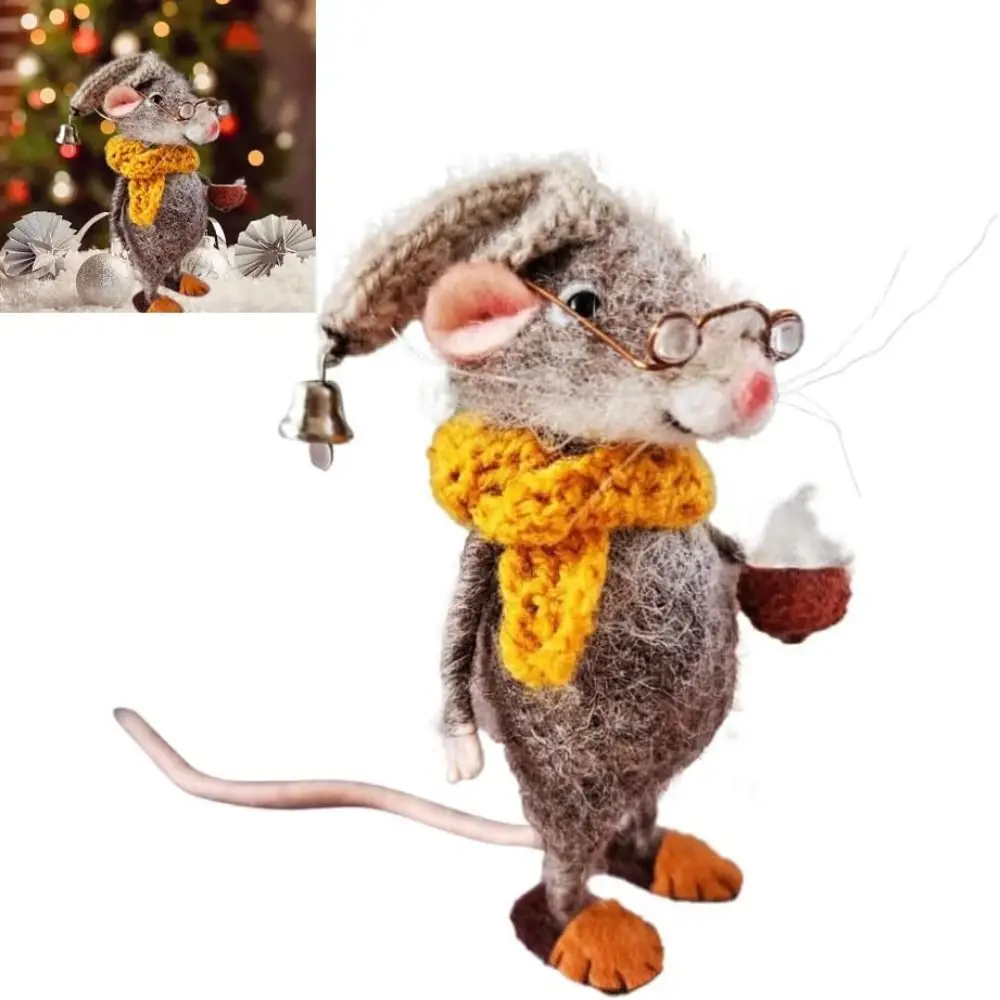 Mouse Doll Christmas Needle Felted Mouse Needle Felted Craft Decorations Cute Needle Felted Mouse Wool Felted Handmade