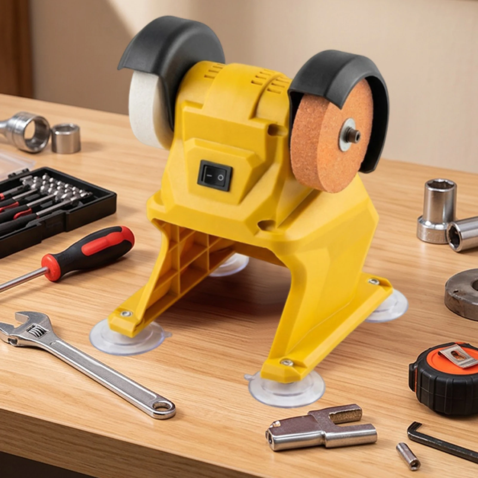 21V Dual Wheel Grinding Machine Multi-Functional Benchtop Polishing Machine Polisher Sander Tool for Knife & Steel Polishing