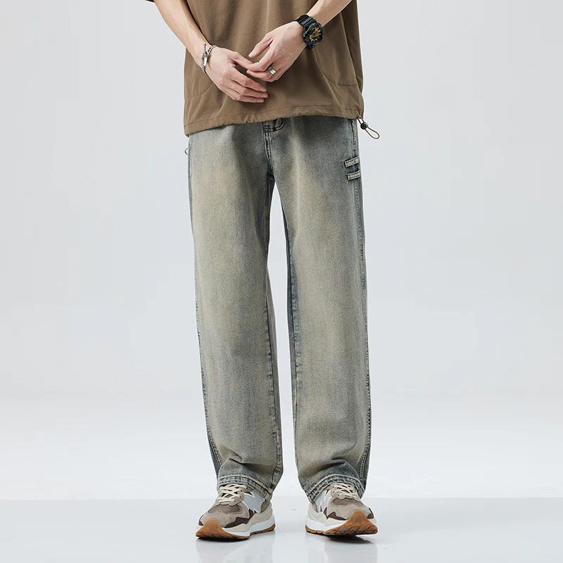 

2024 Men's Retro American Loose Wide-leg Denim Pants High-quality Fabric Skin-friendly Comfortable Three-dimensional Version