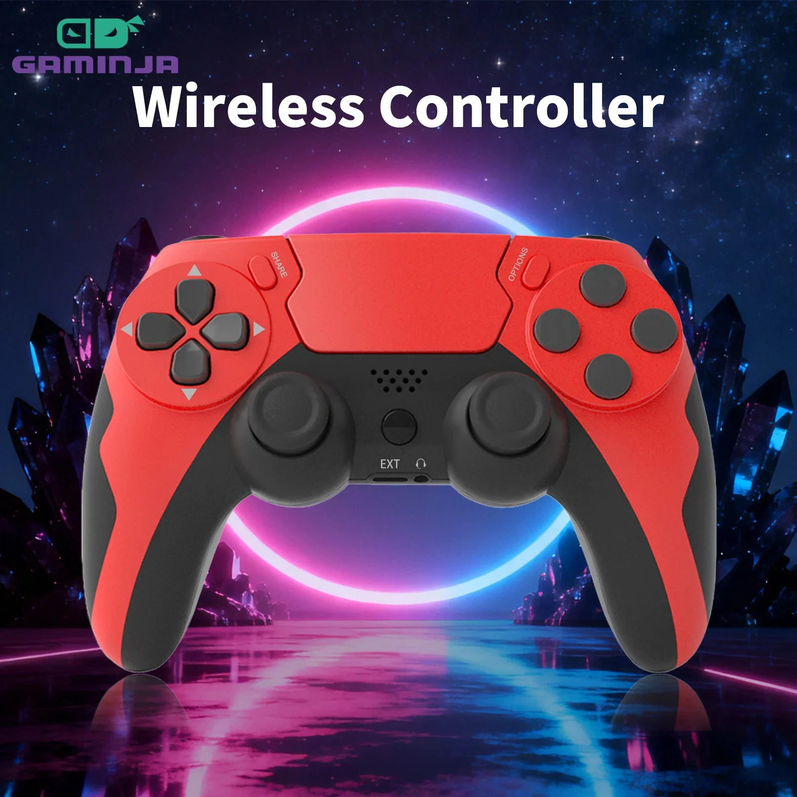 GAMINJA لوحة ألعاب لاسلكية جديدة P48 مع ستة محاور جيروسكوب أذرع التحكم في ألعاب الفيديو لوحدة التحكم PS4 PS3 المزدوج الاهتزاز PC عصا التحكم
