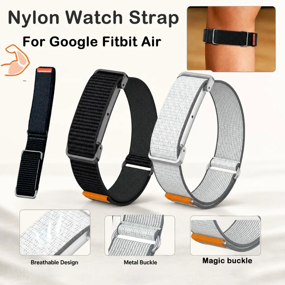 2-teiliges Nylon-Uhrenarmband für Google Fitbit Air, Multi-Scene, Unisex, verstellbar, schweißbeständig, Ersatzband für Google Fitbit Air