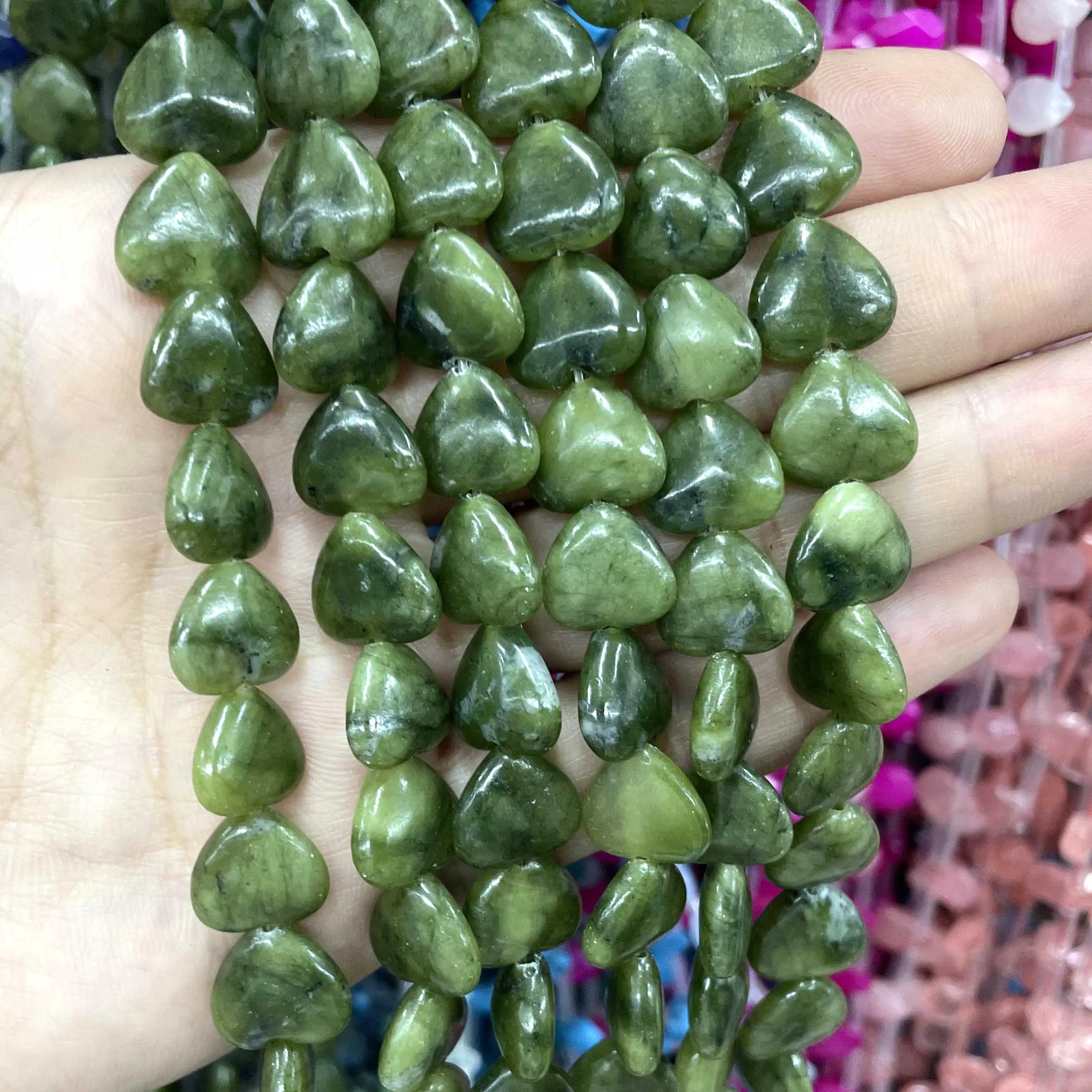 Natural Stones Green Canada Jades Round Faceted Square Geometric Shape Loose Jewelry Beads for Making Bracelets DIY Accessories