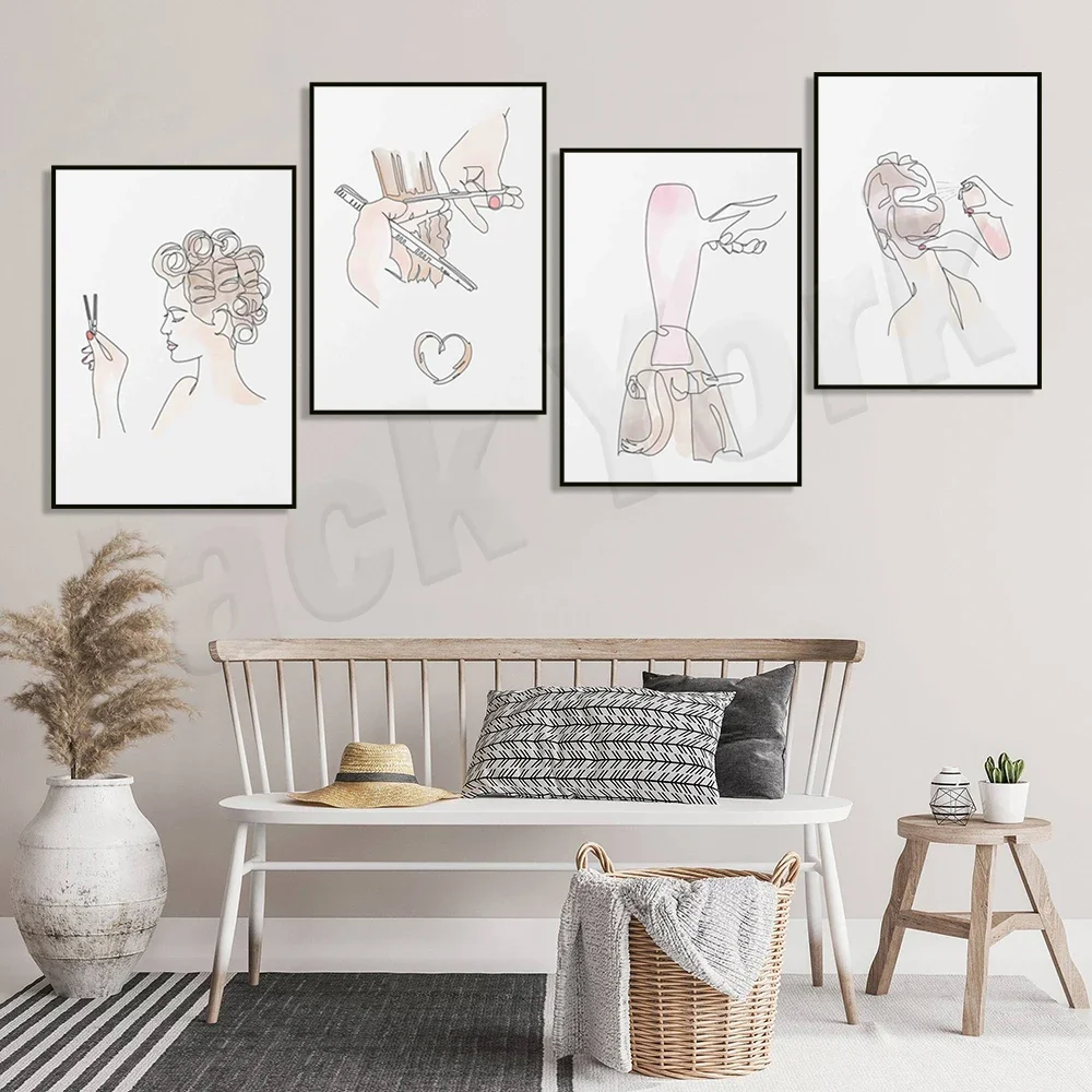 Hairdresser poster, beauty salon, hair wall art, hairspray, rollers, haircut, blow dry hair studio, hairdresser hair salon gifts