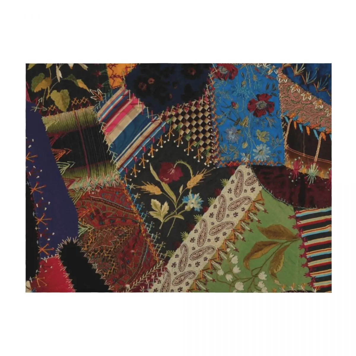 

Vintage Multicolor Floral Patchwork Quilt Throw Blanket For Sofa Thin Decorative Throw Beach Blankets