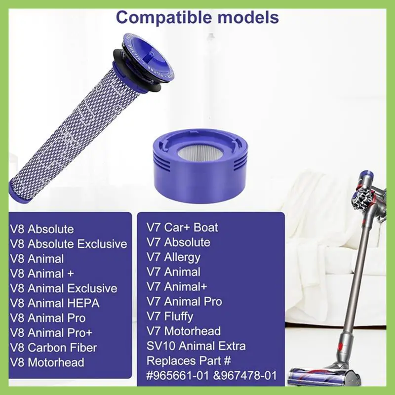 

Для Dyson V8 V7 аксессуары для беспроводного пылесоса HEPA-фильтры комплект роликовых щеток часть 965661 -01 & 967478 -01