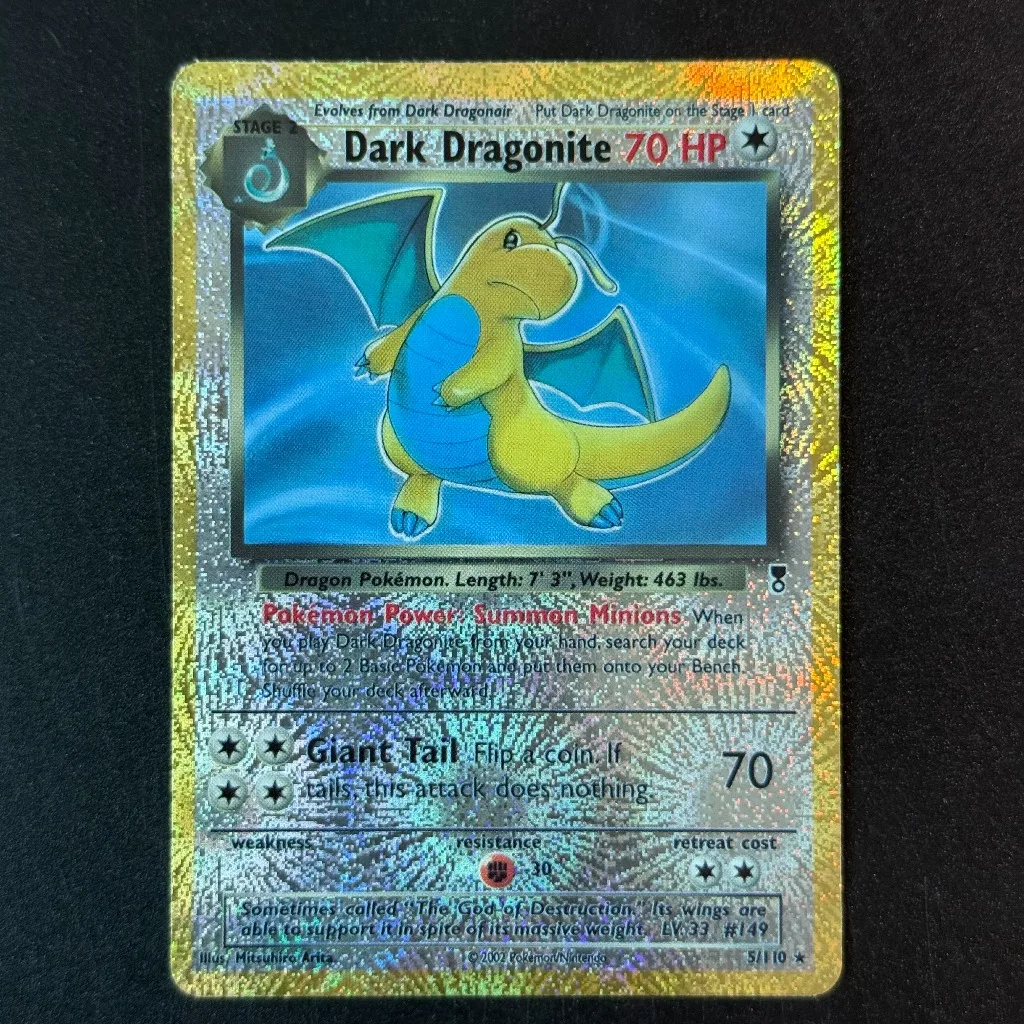 25 لتقوم بها بنفسك مجموعة أسطورية بطاقة البوكيمون Rev.Foil عكس هولو تشارجر داكن بلاستويز جيارادوس دراجونيت PTCG بطاقة جمع