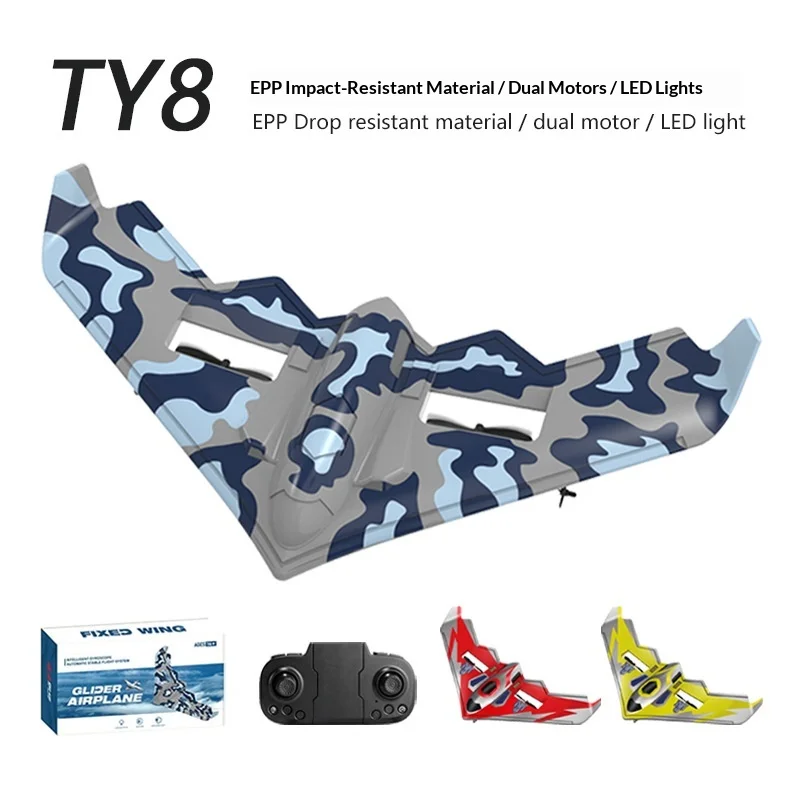 Ty8 espuma mão jogar planador rc avião durável led luz asa fixa brinquedo para crianças ao ar livre treinamento de vôo presente iniciante