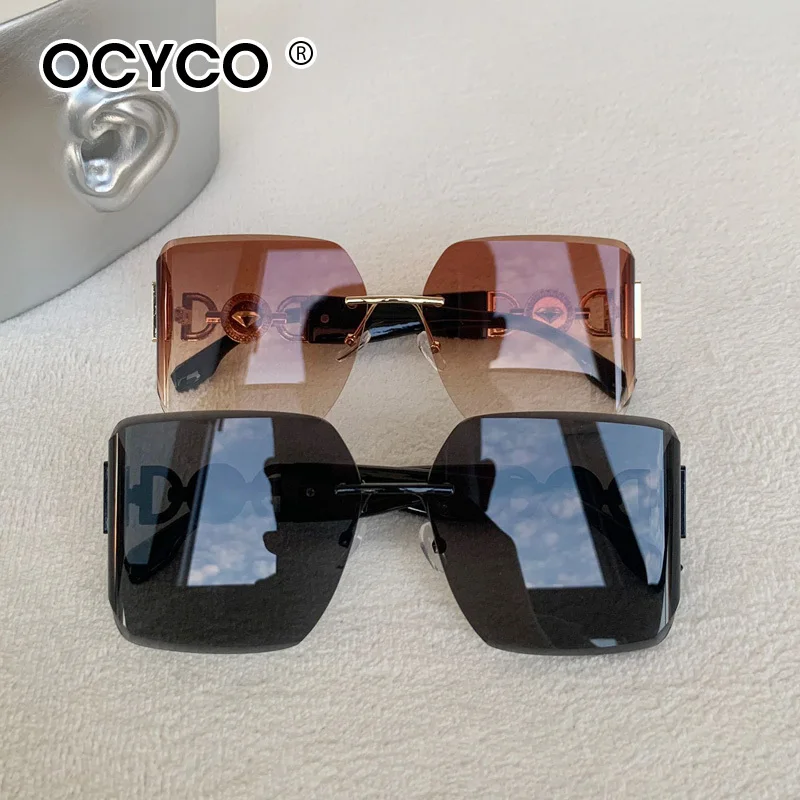 Steampunk Randlose quadratische Sonnenbrille Männer Frauen 2025, Luxusmarke Designer Metall Sonnenbrille Stilvolle gebogene Farbtöne Brillen UV400 – Detail 2