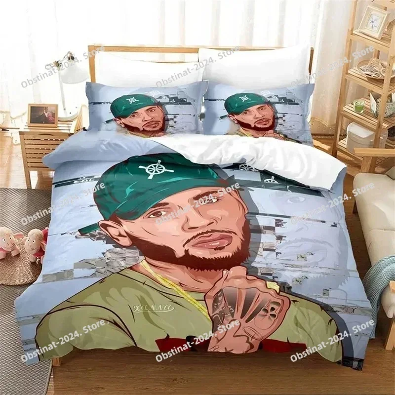 Music Print Chris Brown Bedding Set,Duvet Cover Comforter Bed Set Quilt Cover Pillowcase,King Queen Twin Size Boys Girls Adults