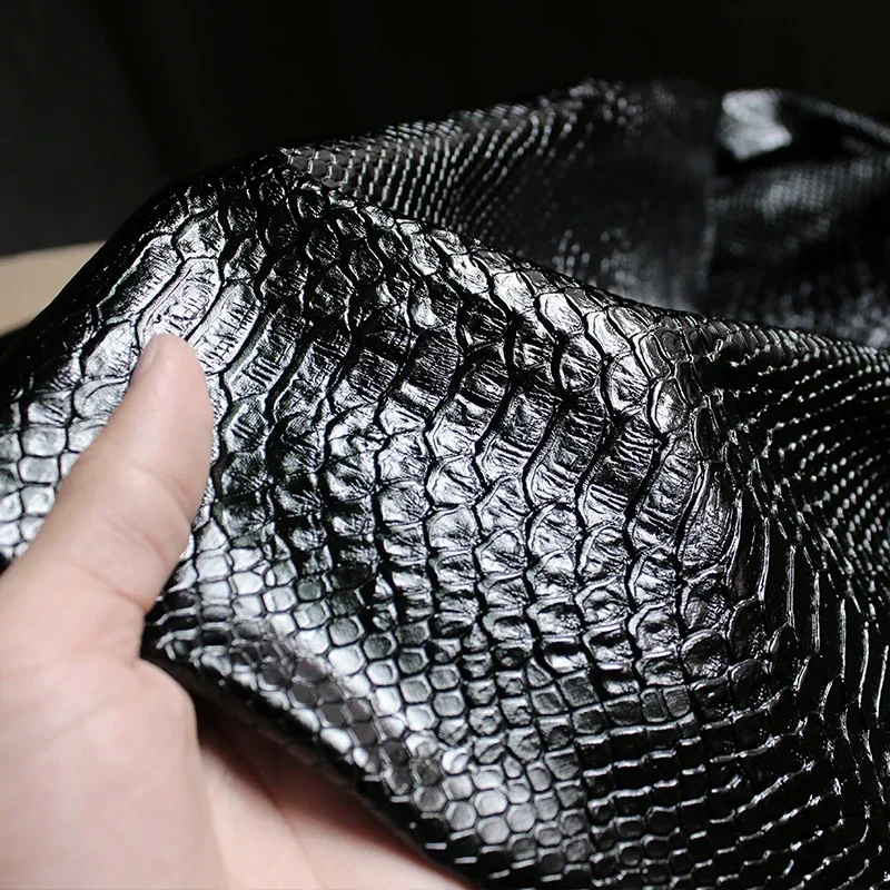 Italian Snake Pattern Fabric Creative Oil Three-dimensional Texture Pu Leather Clothing Jacket Coat Designer Fabrics