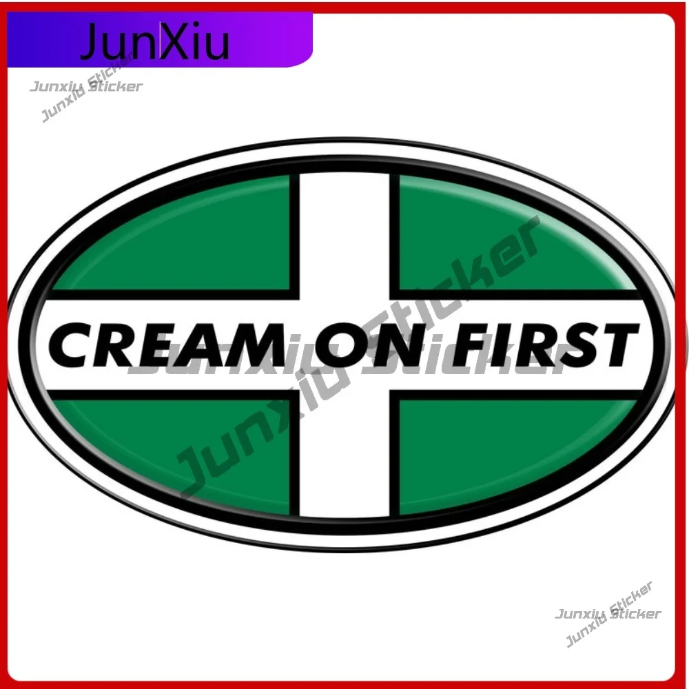 

Персонализированные виниловые наклейки Devon Cream On First для бампера, ноутбука, окна, автомобиля, забавные наклейки на багажник, лобовое стекло, для маскировки царапин, для экстерьера