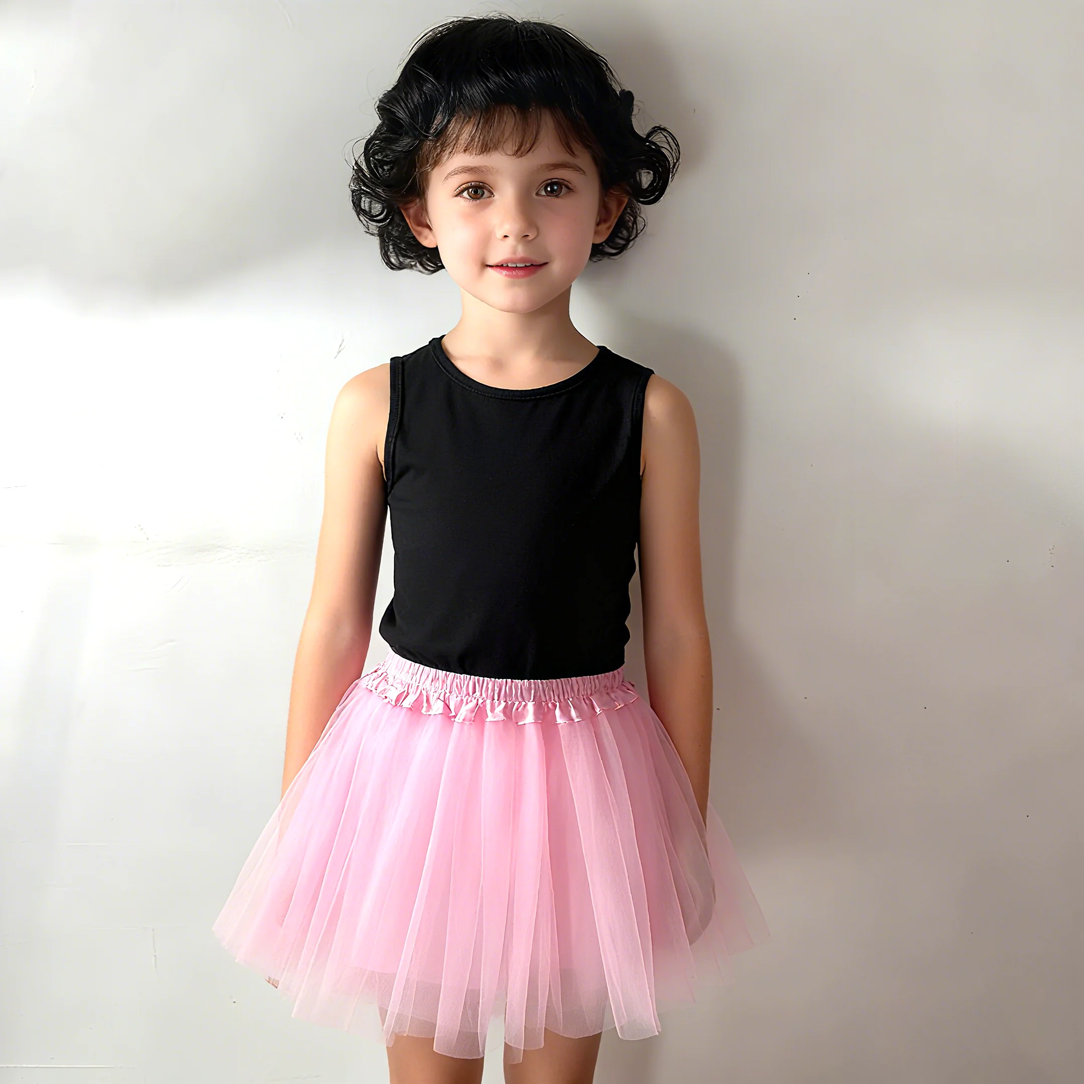 Fille élastique Ballet Dancewear Tutus Mini jupe pour fête d'anniversaire danse 3 couches Tulle Tutu jupe pour enfants princesse 2-8Y filles