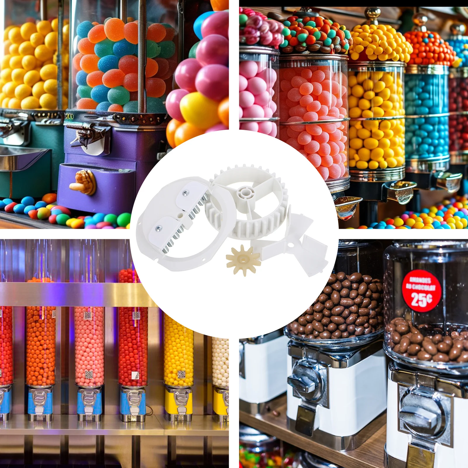

1 set Candy Machine Gears White Dispenser Wheel for Small Gumball Parts Vending Mechanism Replacement Turntable Adjustable Candy