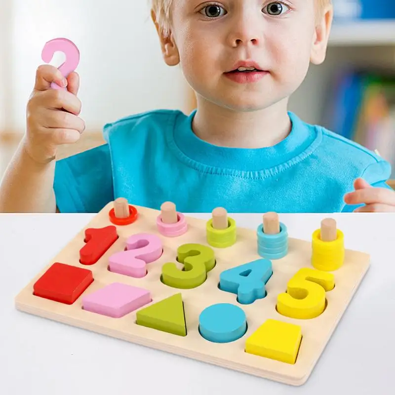 Wooden Number Puzzle Shape Sorter Number Board Educational Toddler Sensory Game Preschool Training Activity For Children Over 3