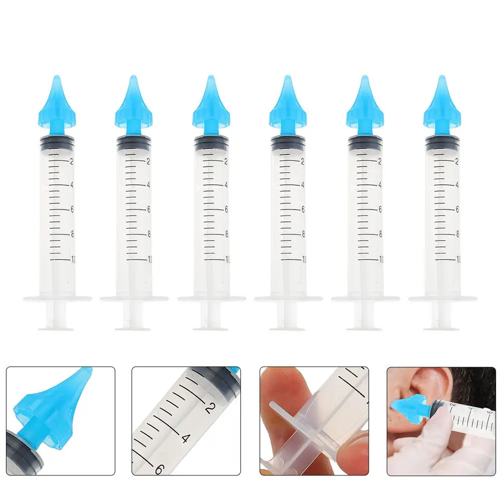 

6Pcs Ear Wax Cleaner Syringe Premium Material Easy Push Nozzle Smooth Reverse Ear Cleaning Tool Home Use