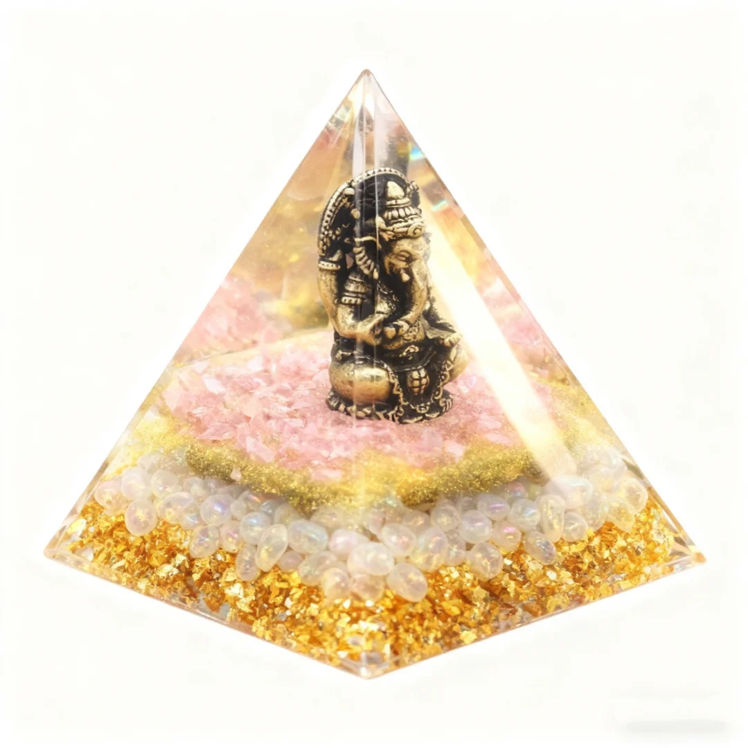 1 قطعة تمثال غانيشا ، تمثال غانيش غاناباتي في هرم أورجون كريستال ، أيدول غانيشا ، زخارف يدوية لسطح المكتب المنزلي #5
