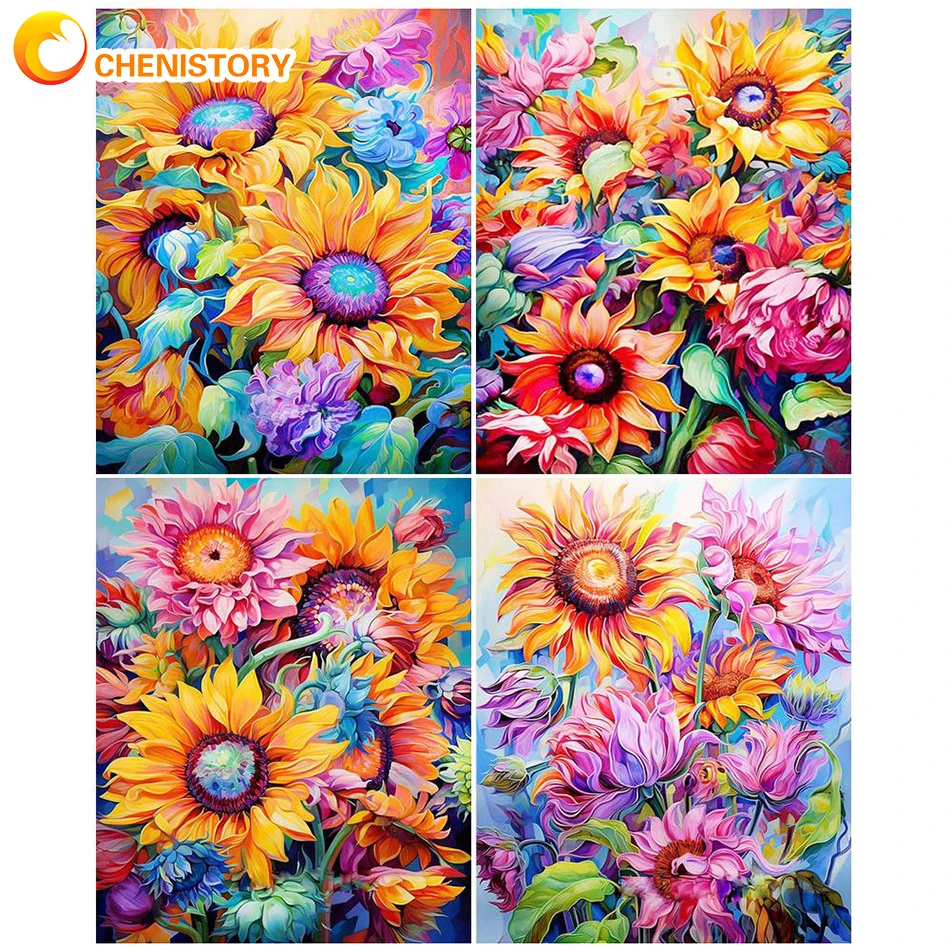 

CHENISTORY Drawing By Number Flower Kits Painting On Canvas Coloring HandPainted DIY Gift Picture By Number For Adults Home Deco