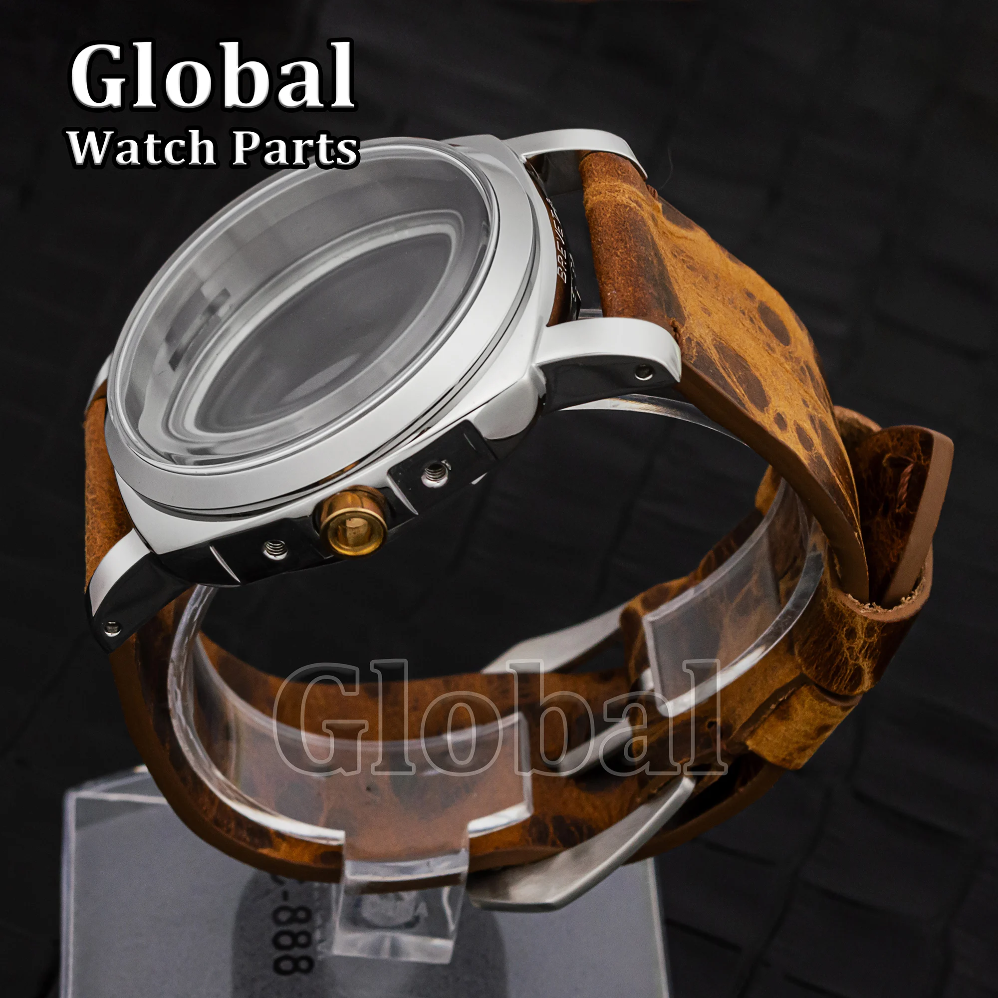 Caja de reloj de acero inoxidable Mod Vintage de 47mm para PAM 6152 ETA6497/6498/ST3600, piezas de repuesto de movimiento mecánico, correa
