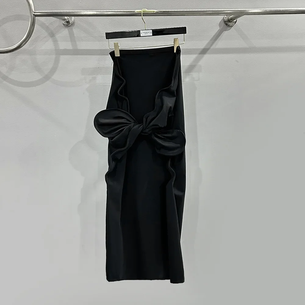 Pop Subhuman Women's YpUnique Large Ear Design Black Basic Loose-Fit Super Large Knit Long Dress Long Skirt