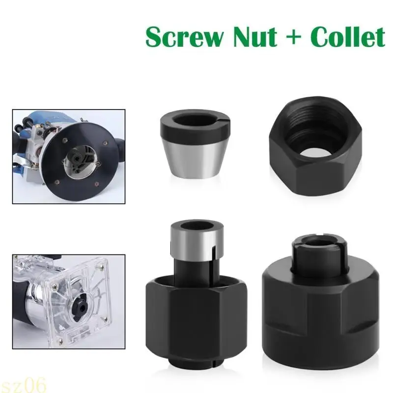 Q2Q4 M15 เครื่องแกะสลักน็อตเชย 6/6.35/8 มม. เราเตอร์บิตส่วนที่จับการแปลงชิ้นส่วน