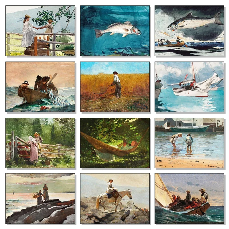 خمر البلد عرض البحر الصيادين قارب الصيد النفط اللوحة المشارك قماش لوحات جدار صورة فنية لغرفة المعيشة المنزل دي