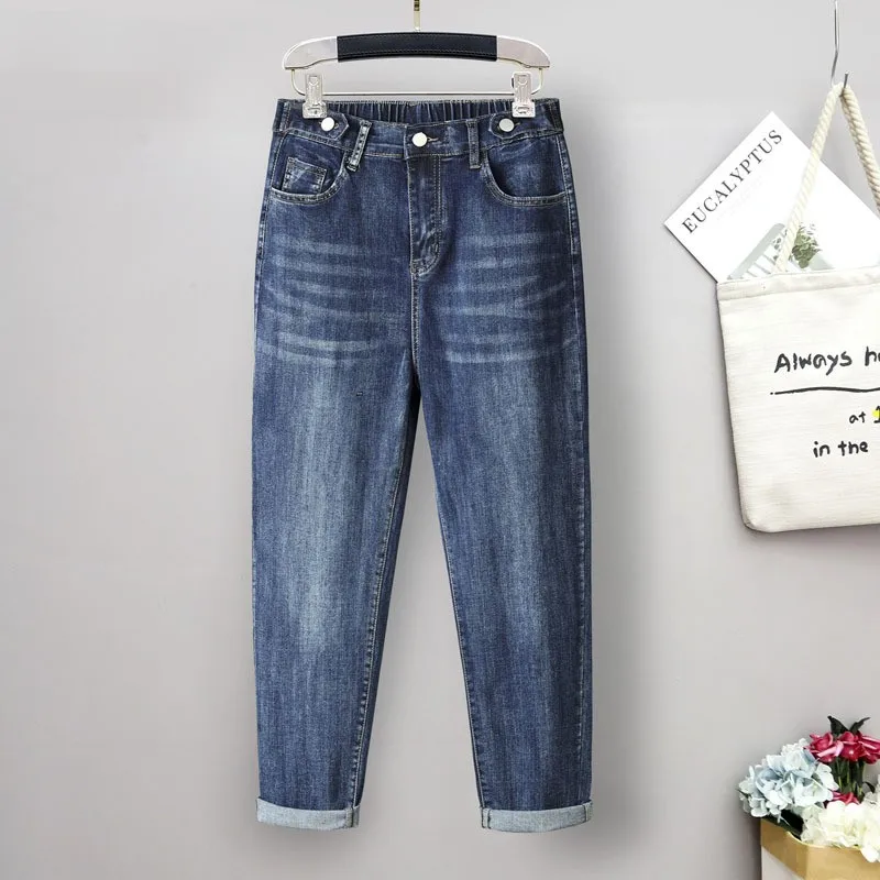 

Large Size Jeans Woman High Waist BaggyJeans for Women Mom Jeans Straight Denim Jeans XL-6XL with Belt