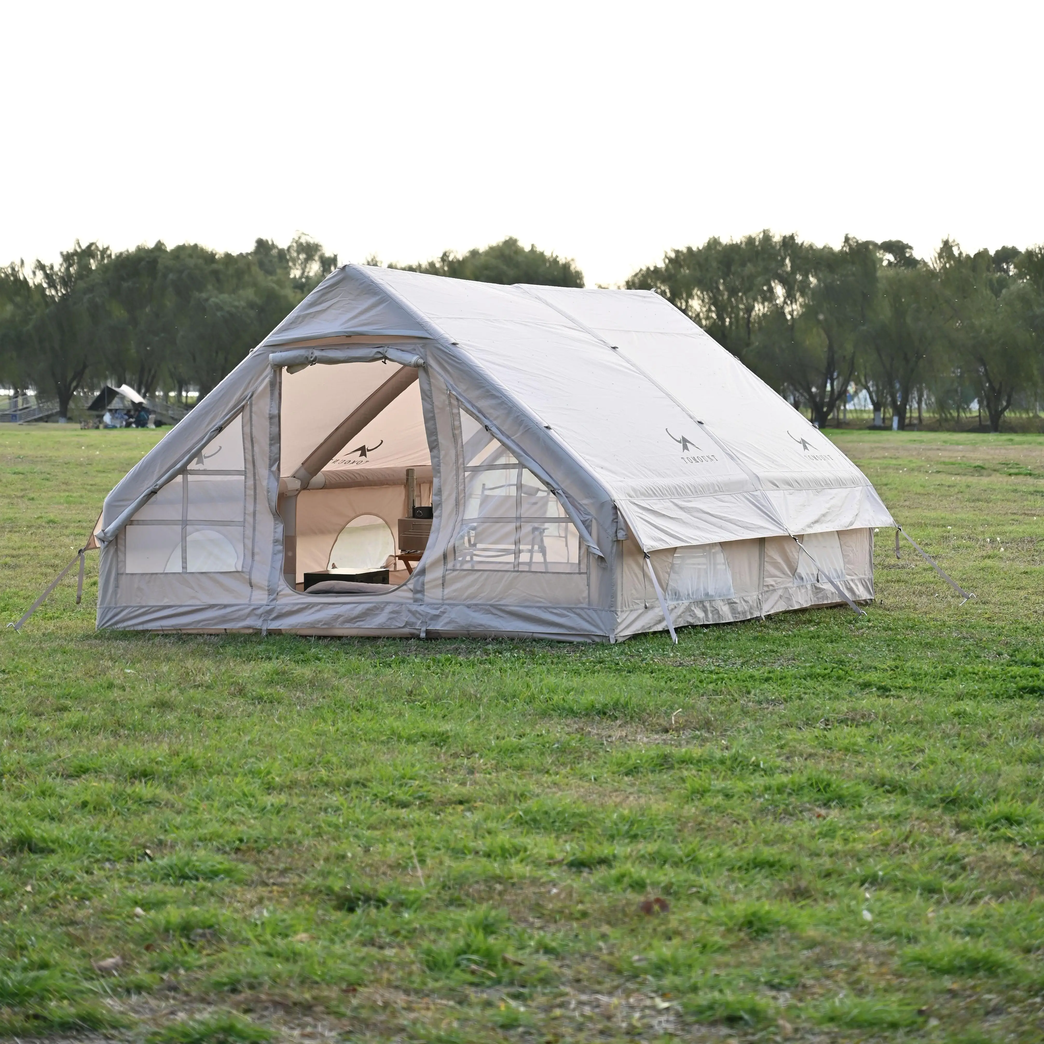 

Большая автоматическая портативная и складная надувная палатка с воздушным насосом, четырехсезонная палатка для кемпинга на 2 человека для глэмпинга на открытом воздухе