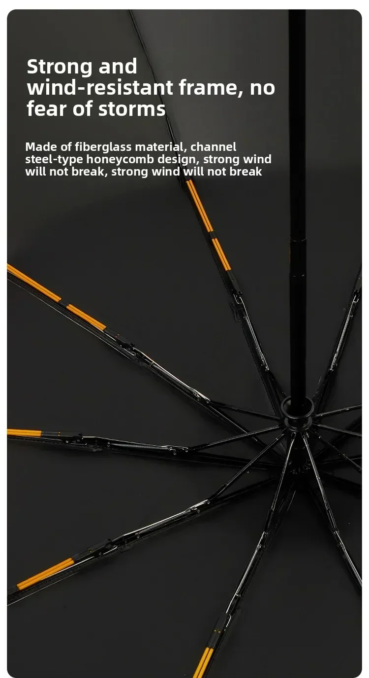 Extra Large Reinforced Wind-resistant Rain-resistant Dual-purpose UV-resistant Fully Automatic Ring-buckle Umbrella