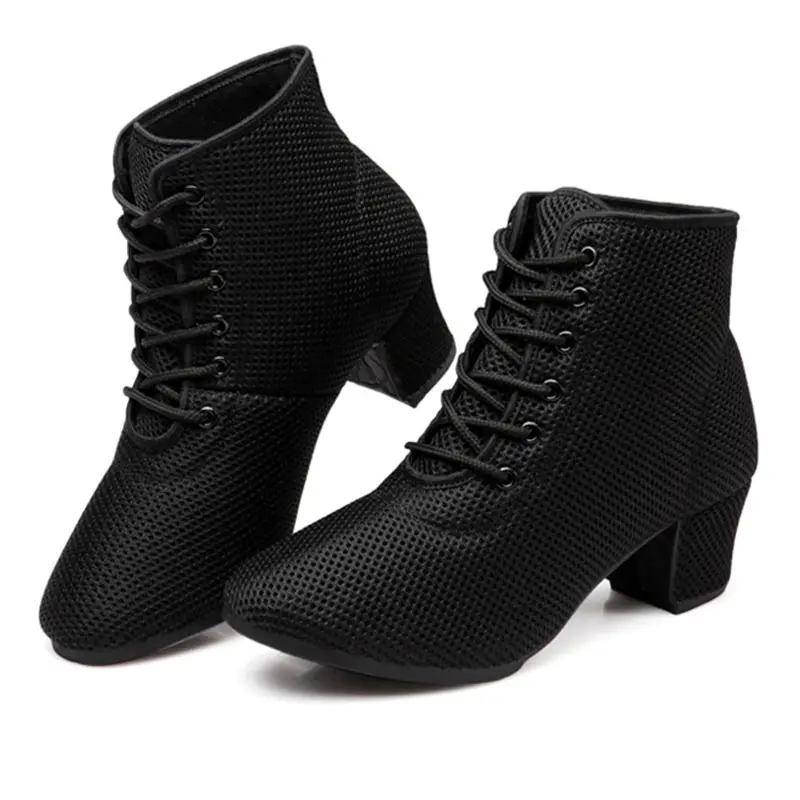 Salsa Dance Shoes Women Latin Dance Shoes High Top Jazz Dancing Boots Heels 5cm Outdoor Mesh Adult Woman Ballroom Dance Sneakers