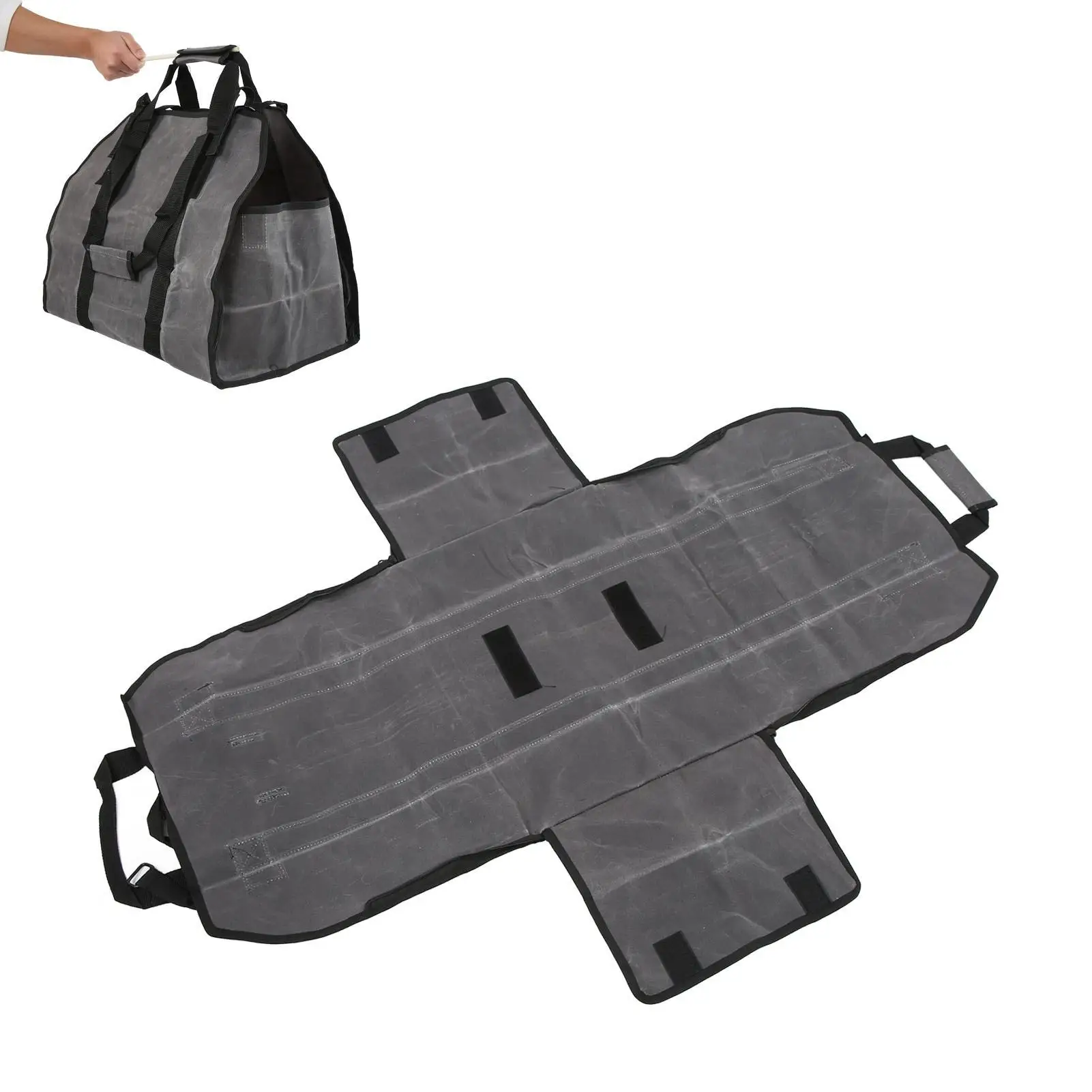 Durable Waxed Canvas Firewood Carrier Bag for indoor /Outdoor Use - Log Holder Tote