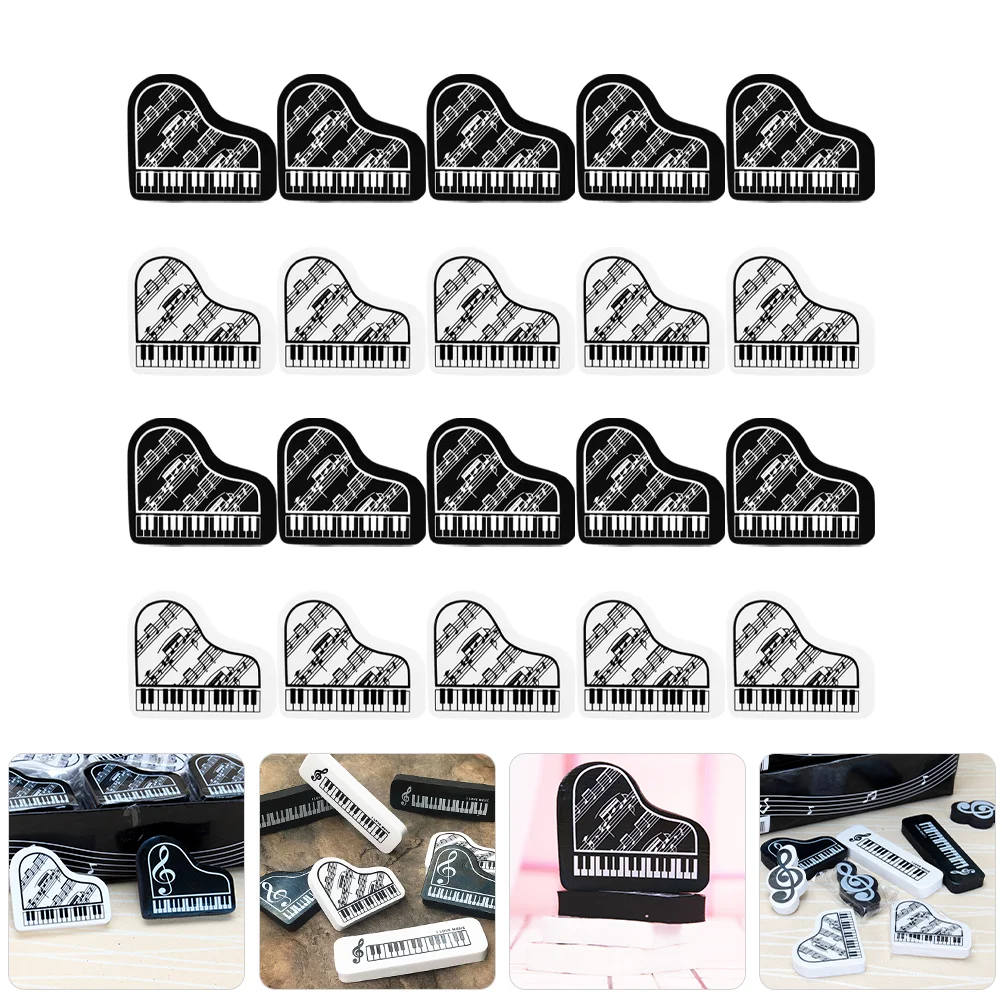 20 Pcs Eraser Reward Erasers Musical Instrument School Small for Homework Classroom Cute Piano Shaped Child