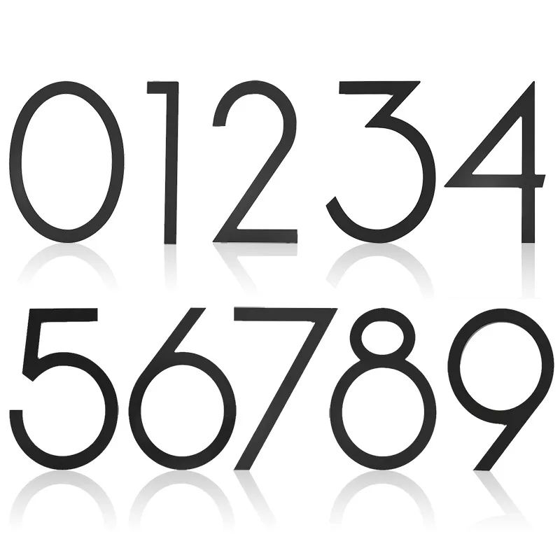 12in/30.48cm Matte black Stainless Steel House Number Double Screw Hole Numbers Address Sign #0-9 Digital Metal Tag - view 5