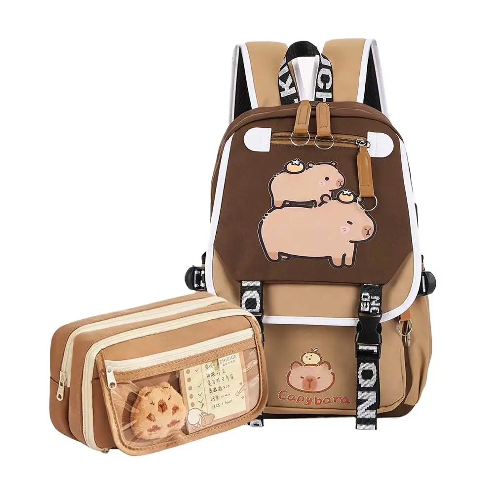 Capybara Cute Backpack with Kawaii Schoolbag Adjustable Strap Casual Shopping Work Backpack