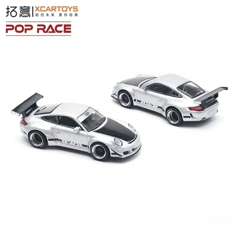 Xcartoys x POP RACE 1:64 RWB 997 نموذج سيارة فضي Diecast