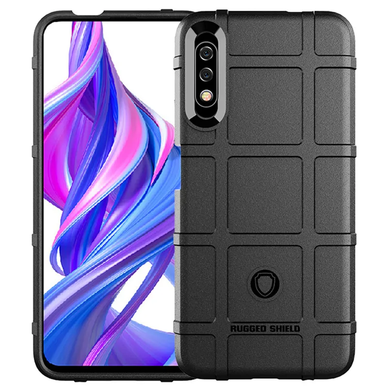 

Matte Case for Honor 9X Armor Shield Shockproof Back Cover for Huawei honor 9x pro Heavy Duty Anti-Slip Grid Silicone Case